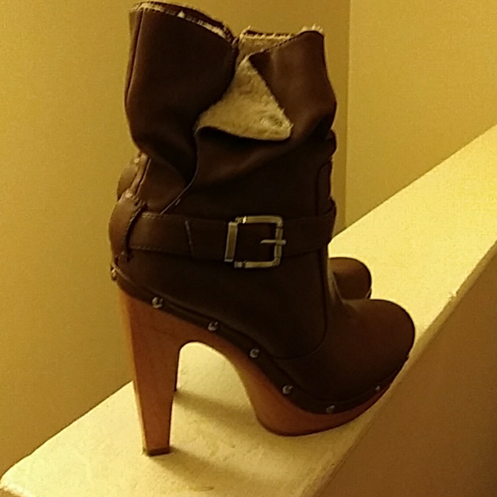 ANKLE FAUX FUR HEEL BOOTS